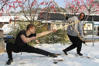traditional Kungfu training in Tianmeng school(weapon training))